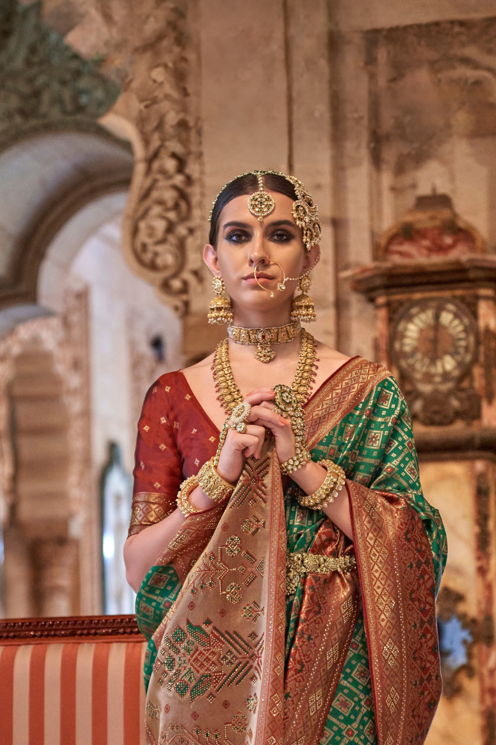 Elegant Banarasi Silk Saree with Striking Contrast Border