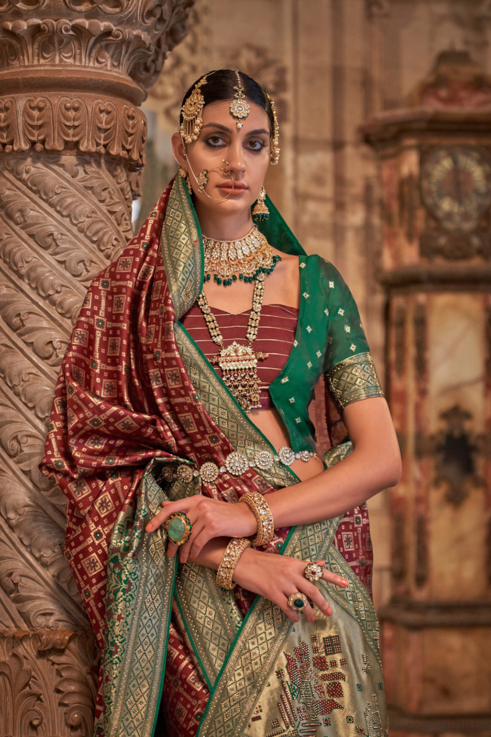 Elegant Banarasi Silk Saree with Striking Contrast Border