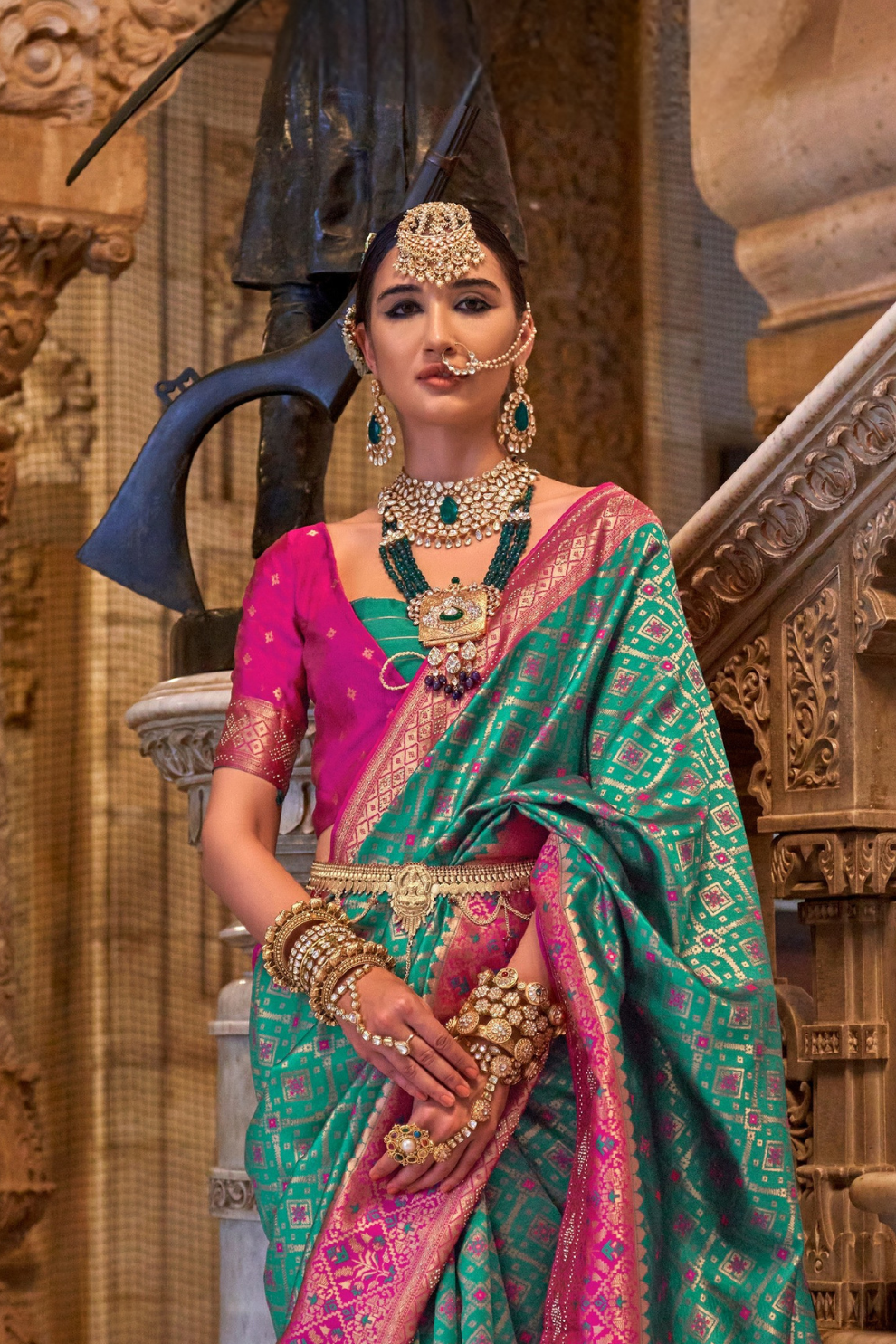 Elegant Banarasi Silk Saree with Striking Contrast Border