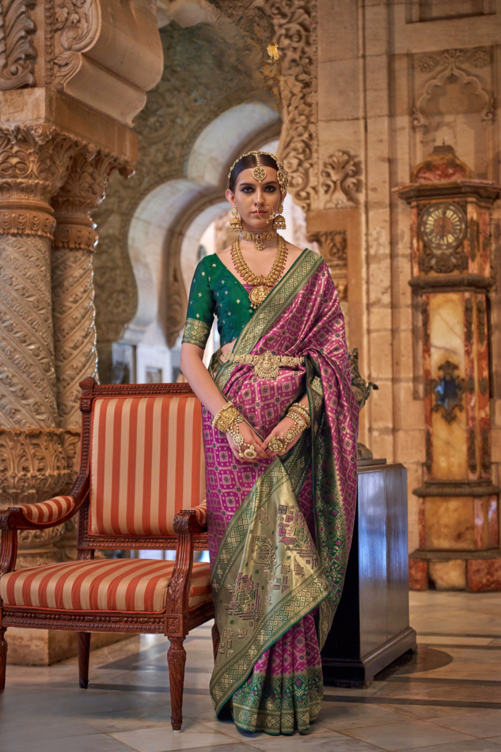 Elegant Banarasi Silk Saree with Striking Contrast Border