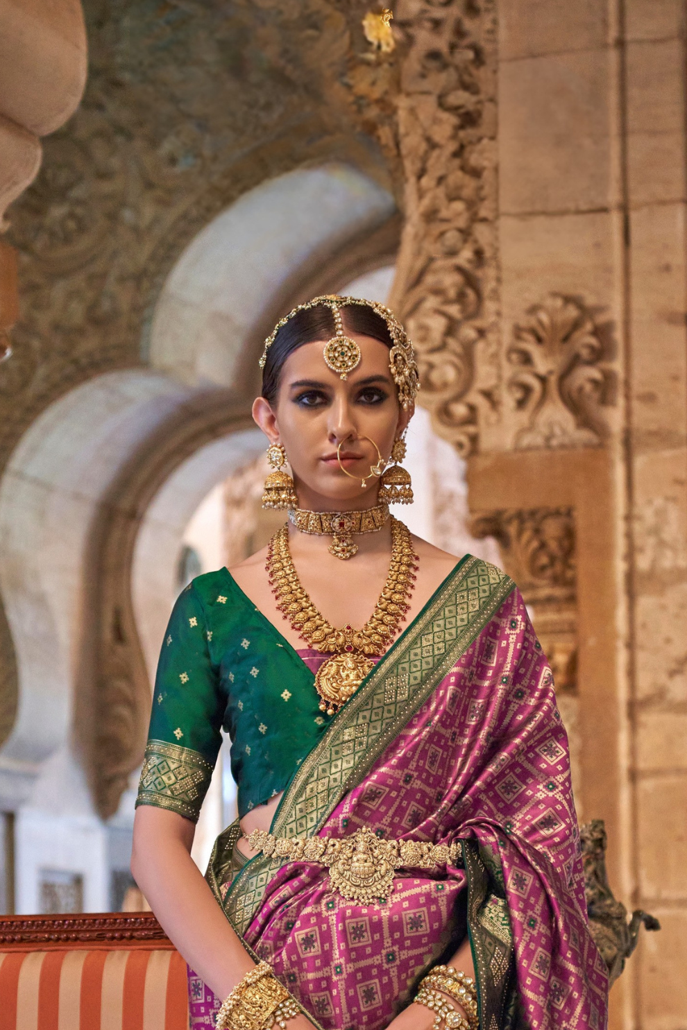 Elegant Banarasi Silk Saree with Striking Contrast Border