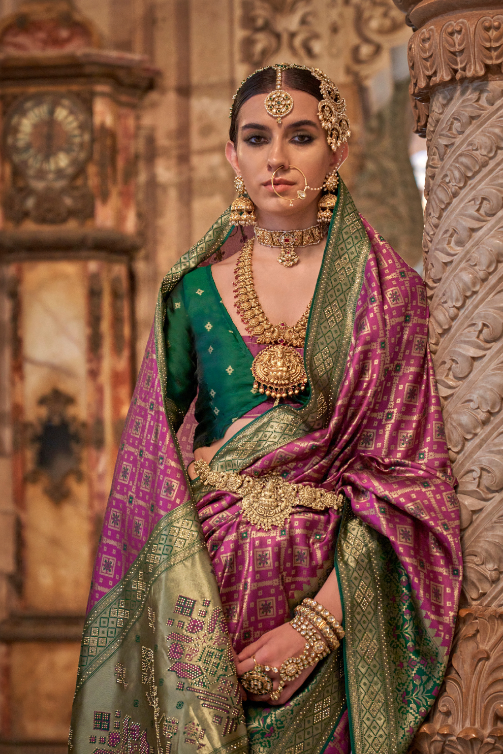 Elegant Banarasi Silk Saree with Striking Contrast Border
