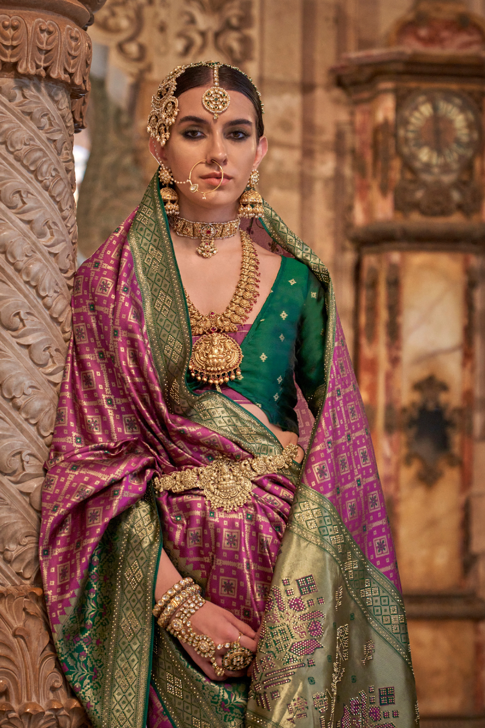 Elegant Banarasi Silk Saree with Striking Contrast Border