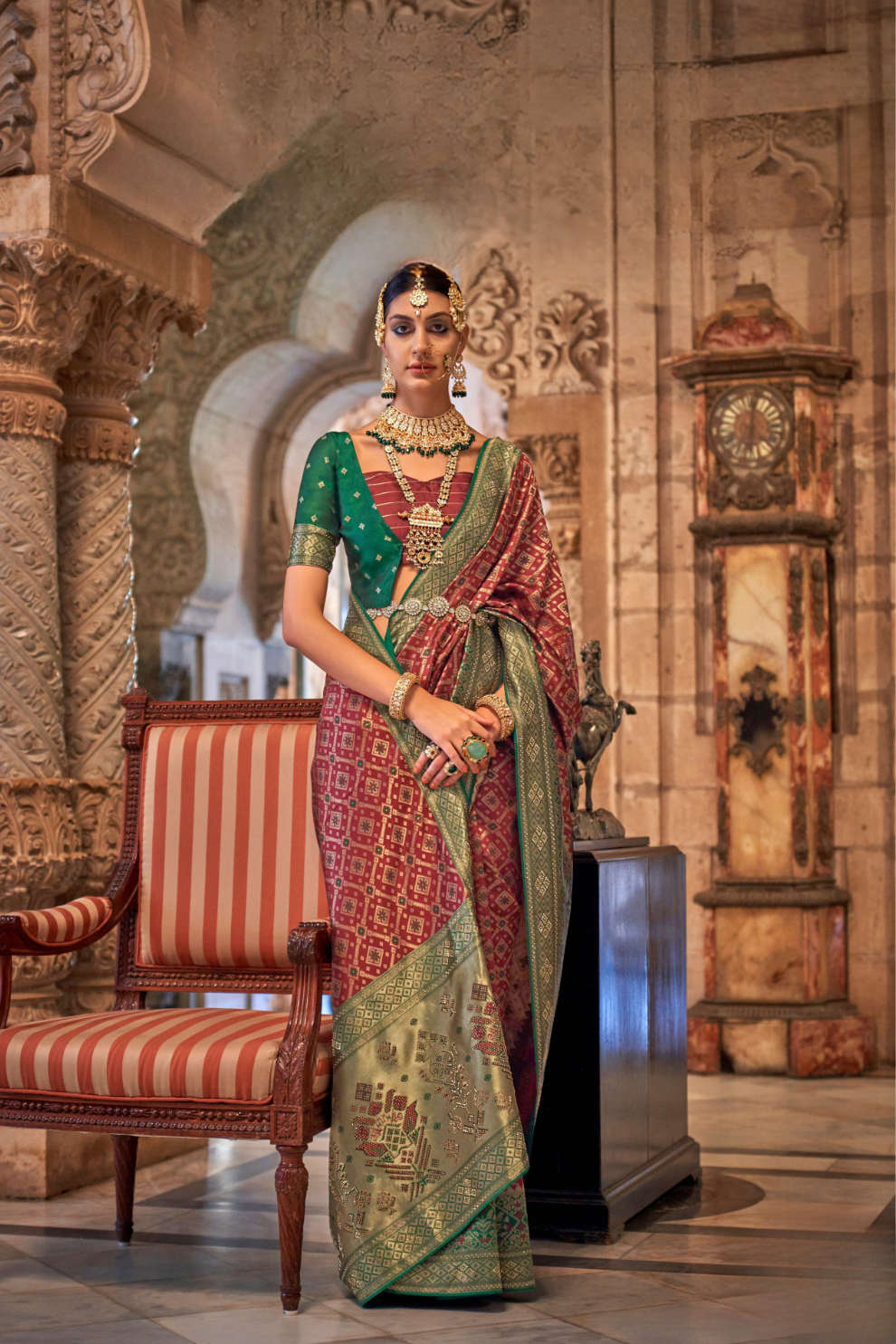 Elegant Banarasi Silk Saree with Striking Contrast Border