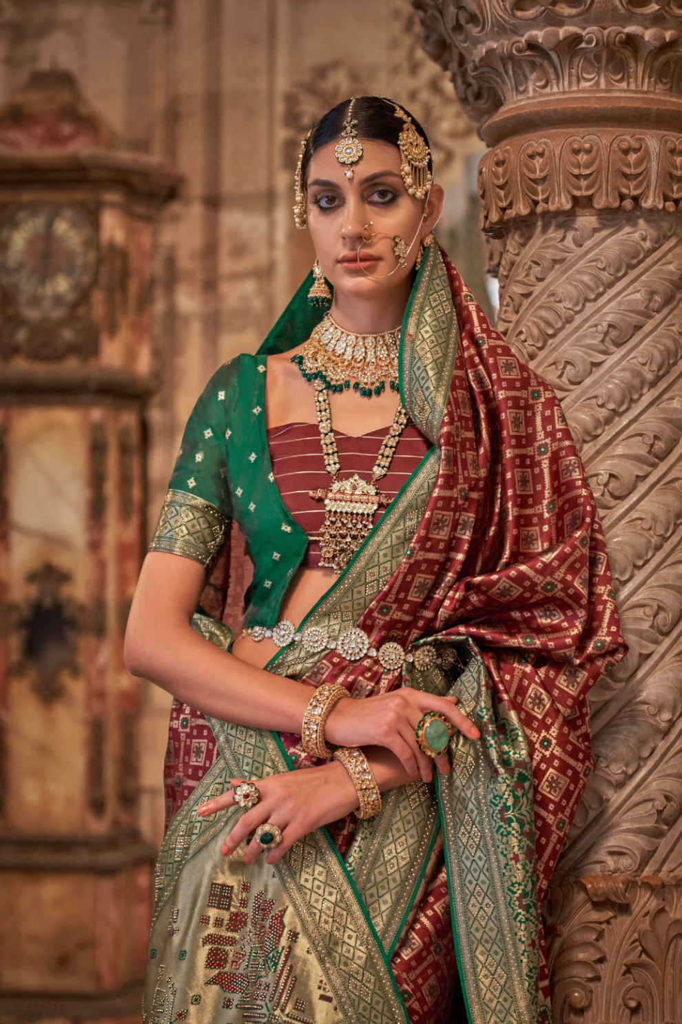 Elegant Banarasi Silk Saree with Striking Contrast Border