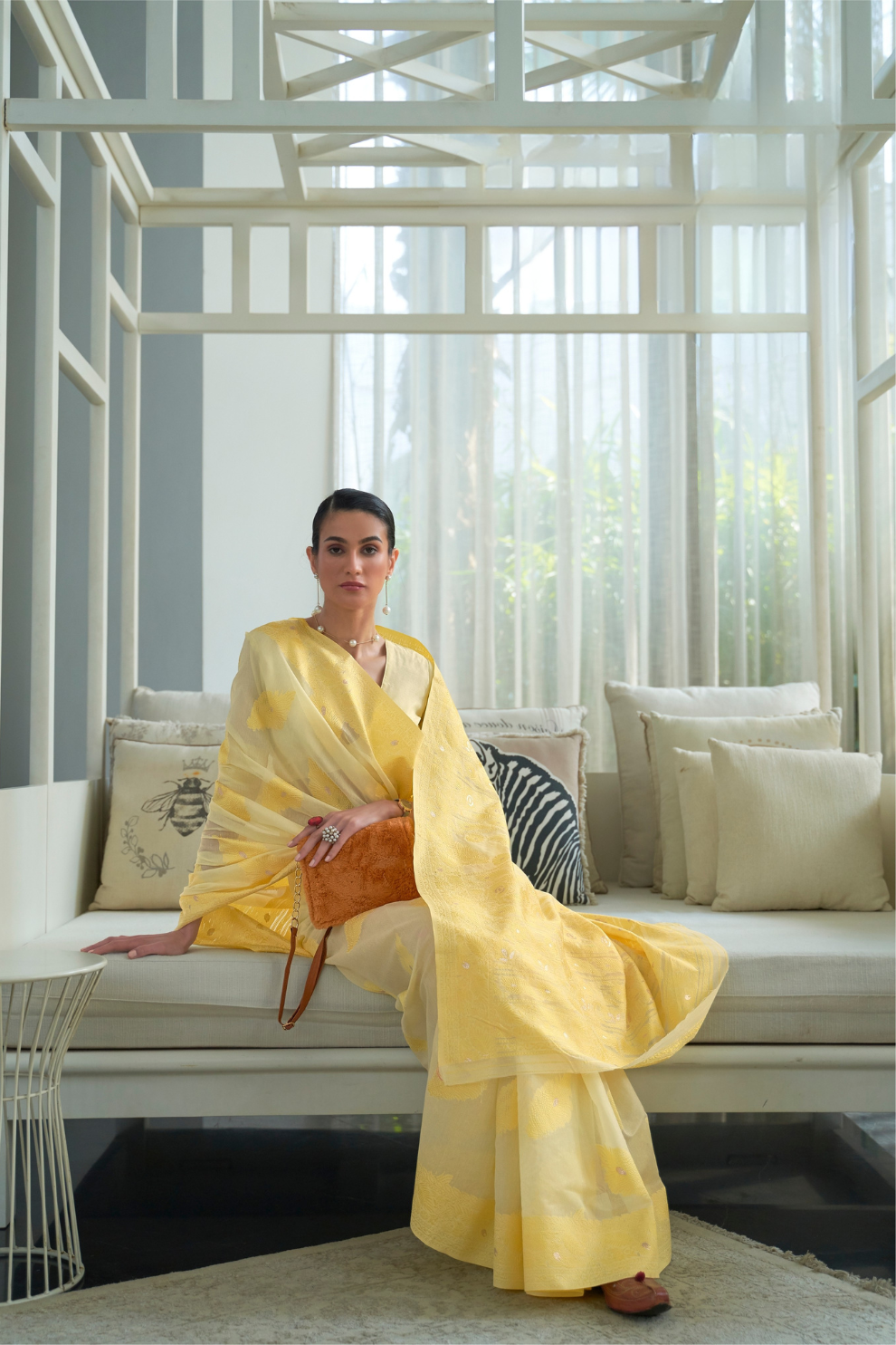 Classic Lucknowi Saree with Elegant Chikankari Silk Weaving Touch