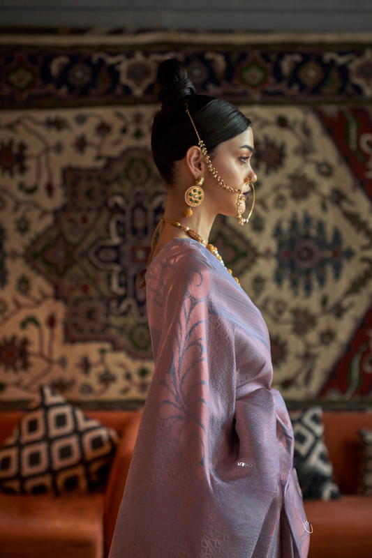 Elegant Art Silk Saree with Copper Zari Handloom Weaving