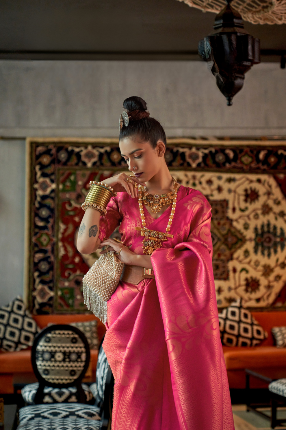 Elegant Art Silk Saree with Copper Zari Handloom Weaving