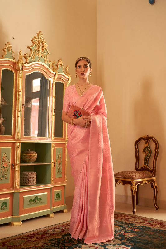 Handloom Woven Saree with Rich Copper Zari Detailing