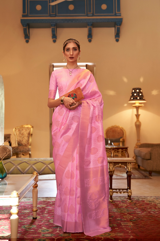 Handloom Woven Saree with Rich Copper Zari Detailing