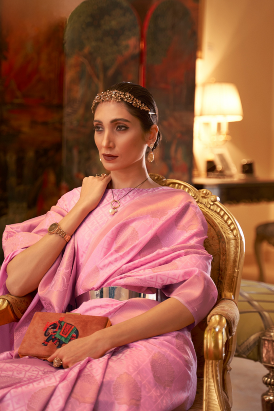 Handloom Woven Saree with Rich Copper Zari Detailing