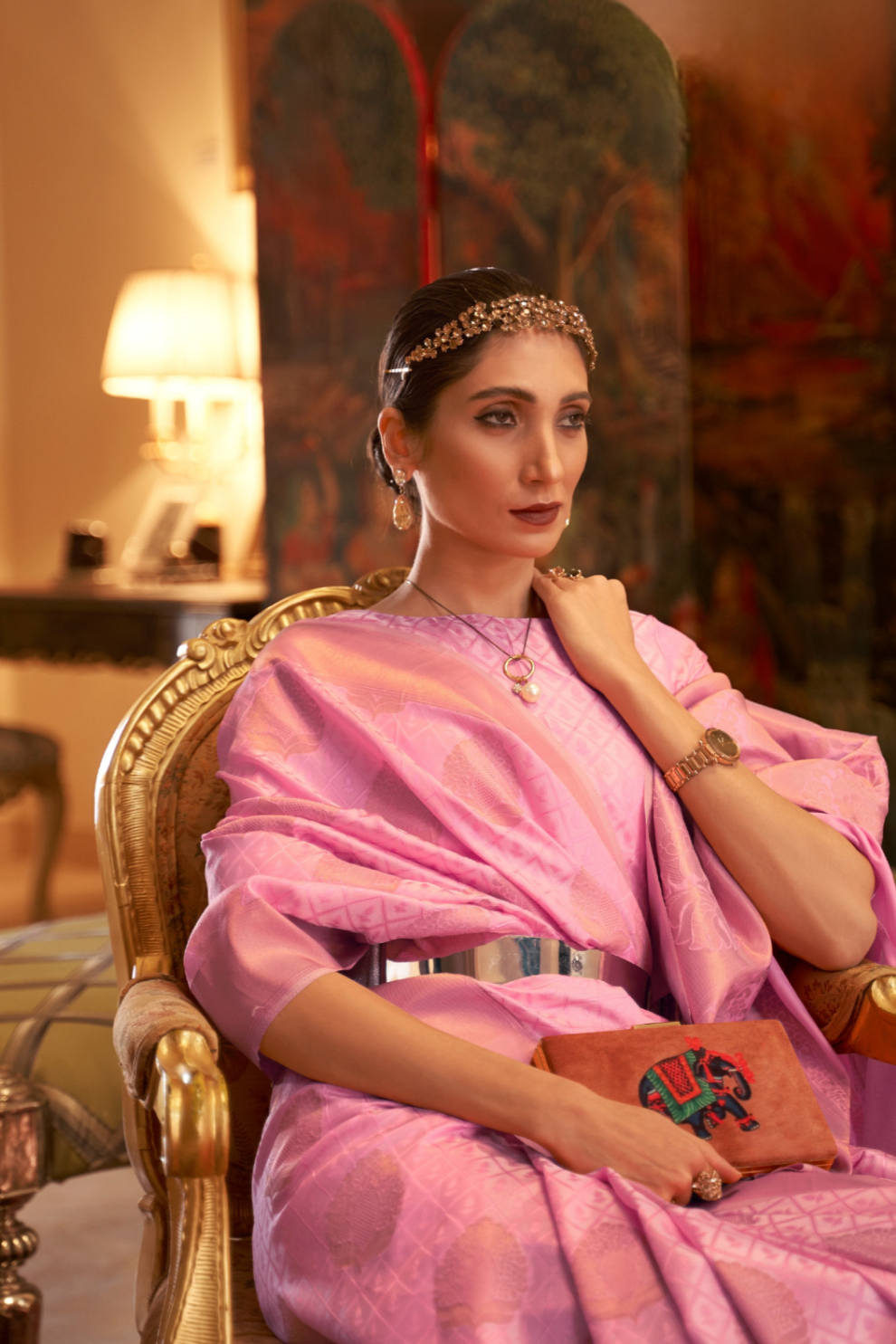 Handloom Woven Saree with Rich Copper Zari Detailing