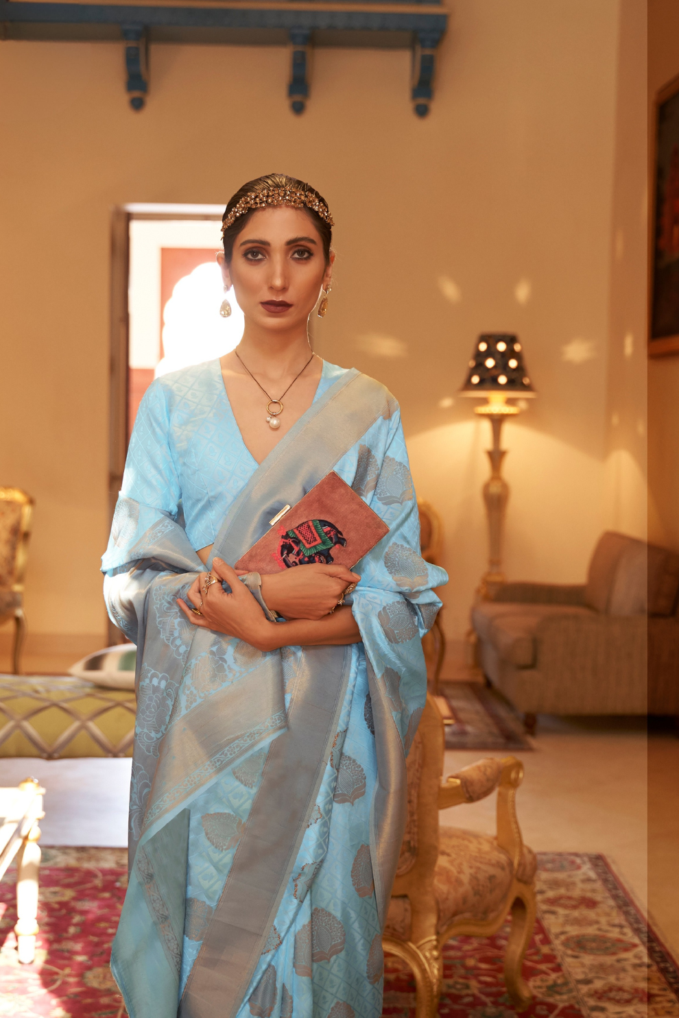 Handloom Woven Saree with Rich Copper Zari Detailing