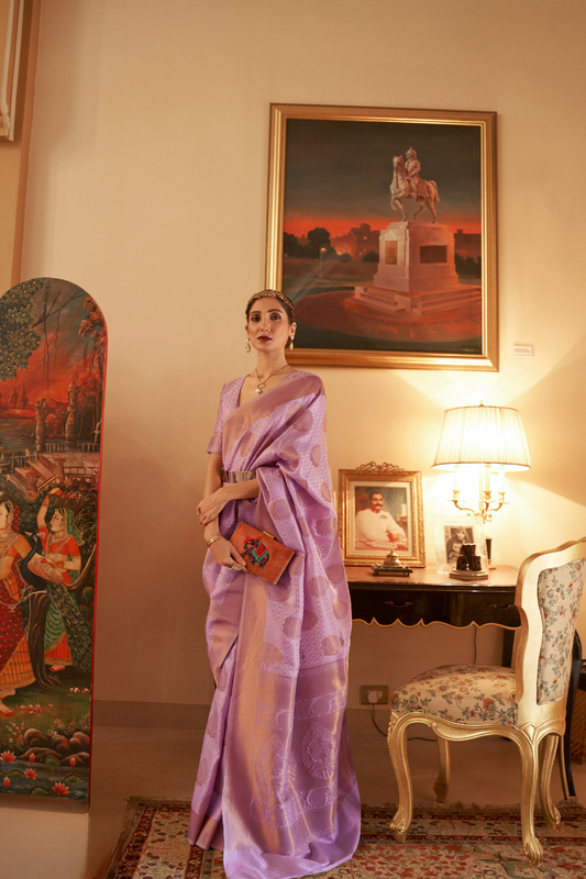 Handloom Woven Saree with Rich Copper Zari Detailing