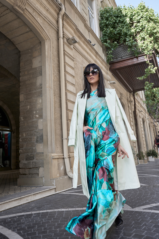 Digital Print Satin Crepe Saree with Soft Glossy Drape