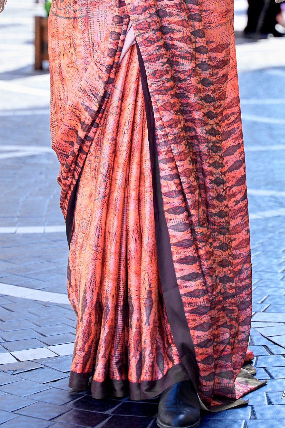 Digital Print Satin Crepe Saree with Soft Glossy Drape