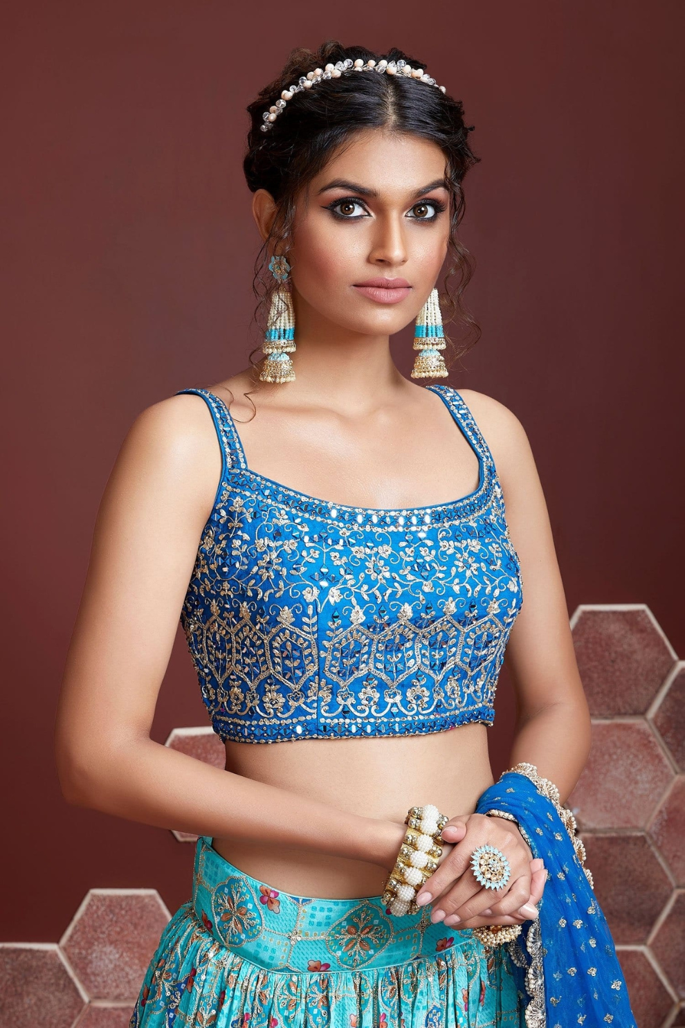Chiffon Lehenga Choli with Embroidery and Sparkling Embellishments