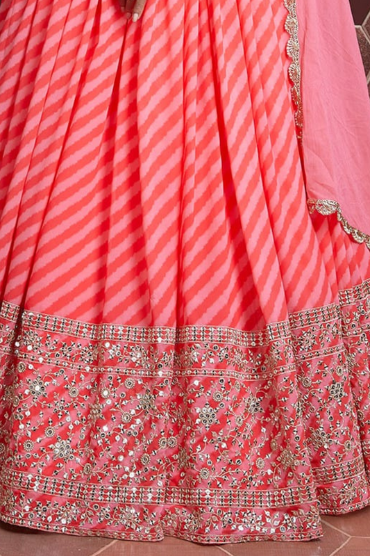 Chiffon Lehenga Choli with Embroidery and Sparkling Embellishments