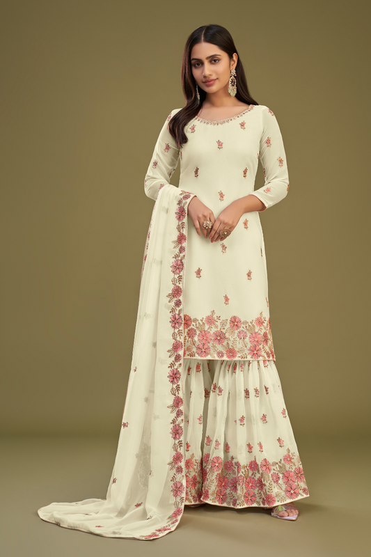 Traditional Georgette Sharara Suit With Stylish Flair