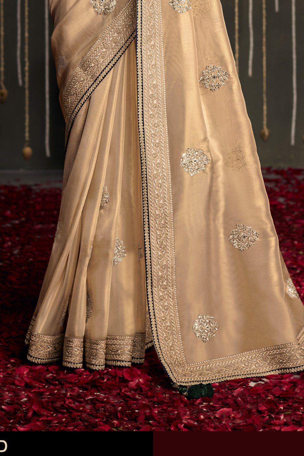 Elegance Embroidered Organza Silk Ensemble with Delicate Detailing