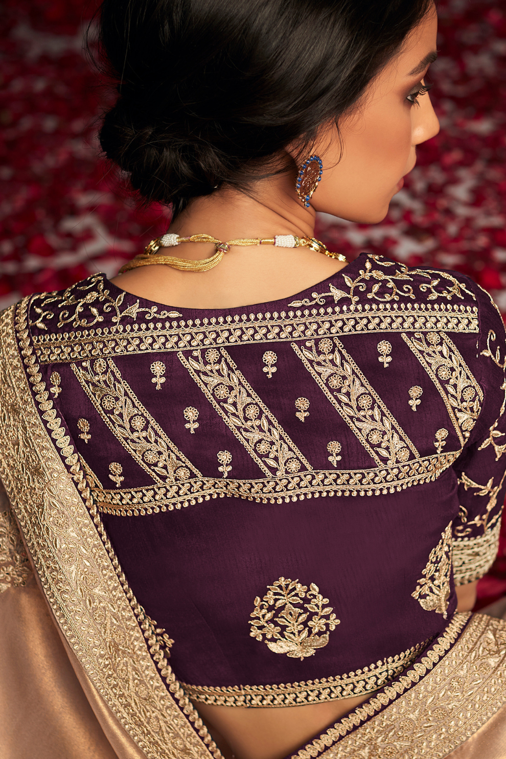 Elegance Embroidered Organza Silk Ensemble with Delicate Detailing