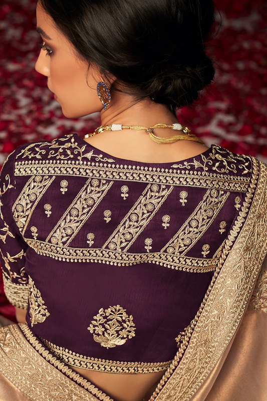 Elegance Embroidered Organza Silk Ensemble with Delicate Detailing