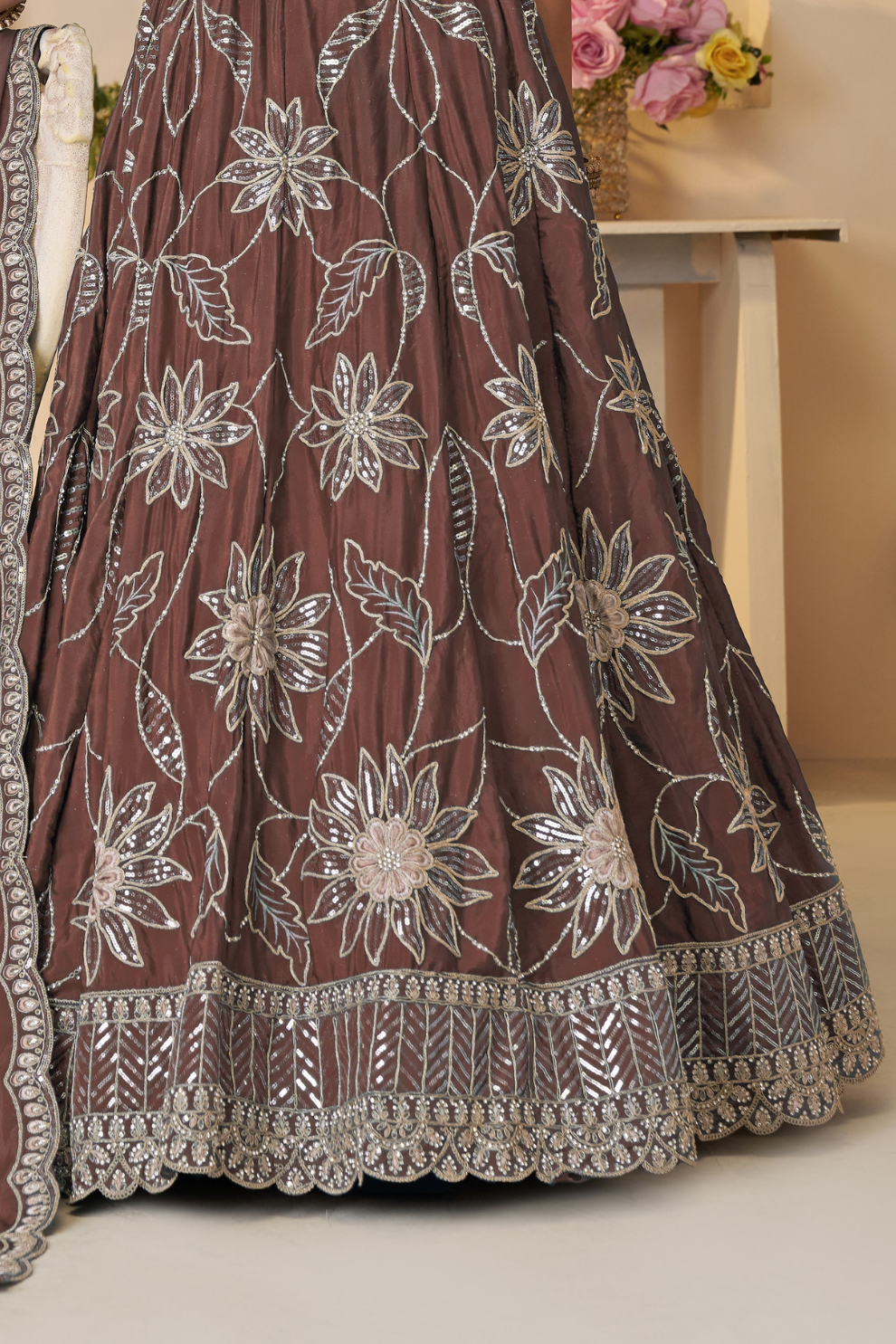Elegant Bridesmaid Lehenga with Delicate Sequin Embellishments