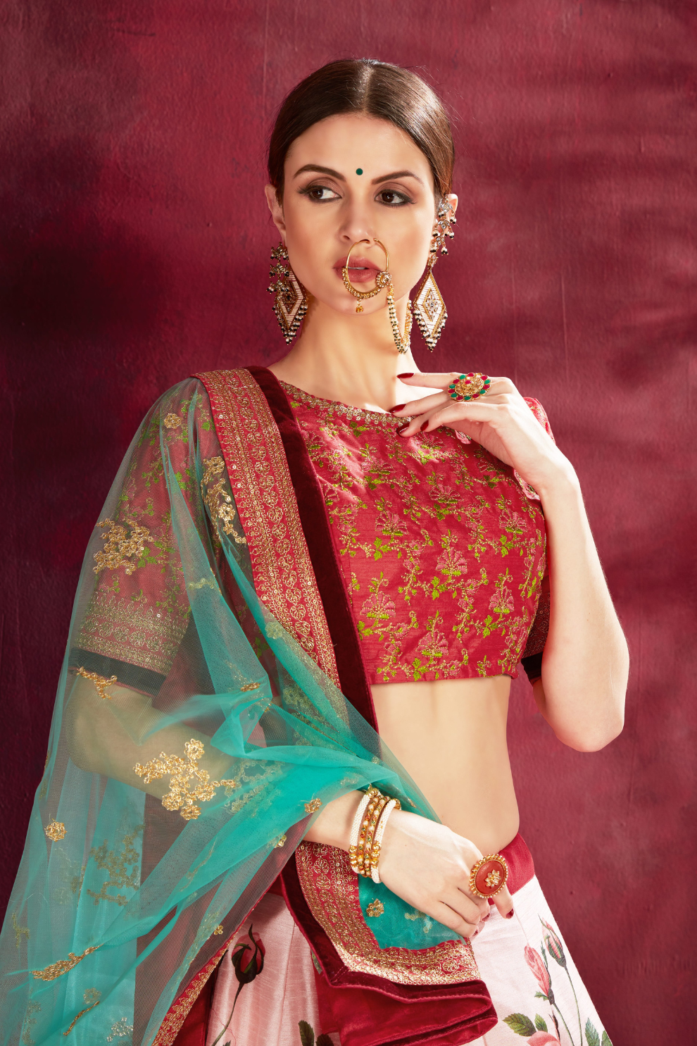 Printed Designer Lehenga with Zari, Dori & Sequins Embellishments