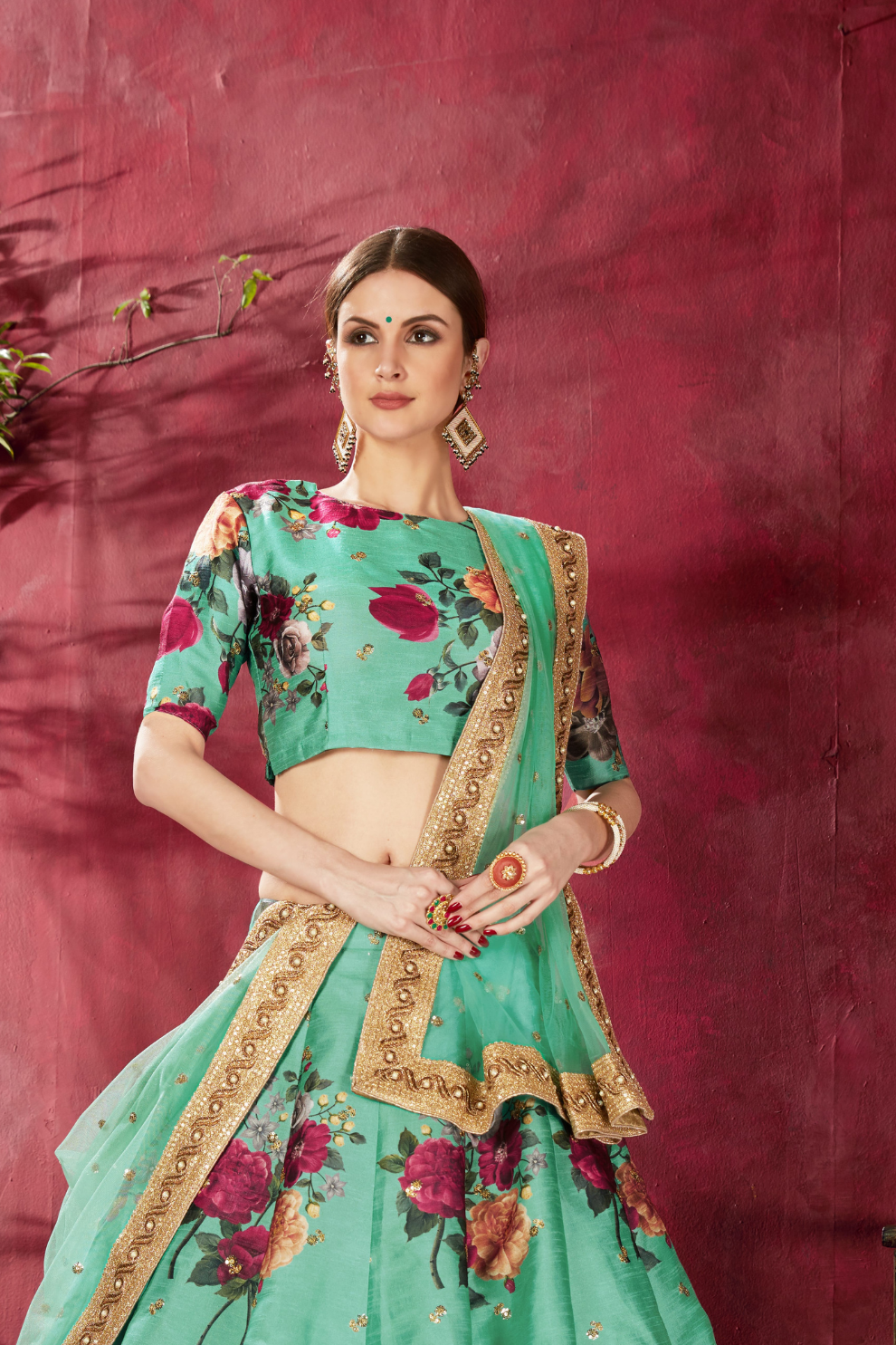 Printed Designer Lehenga with Zari, Dori & Sequins Embellishments