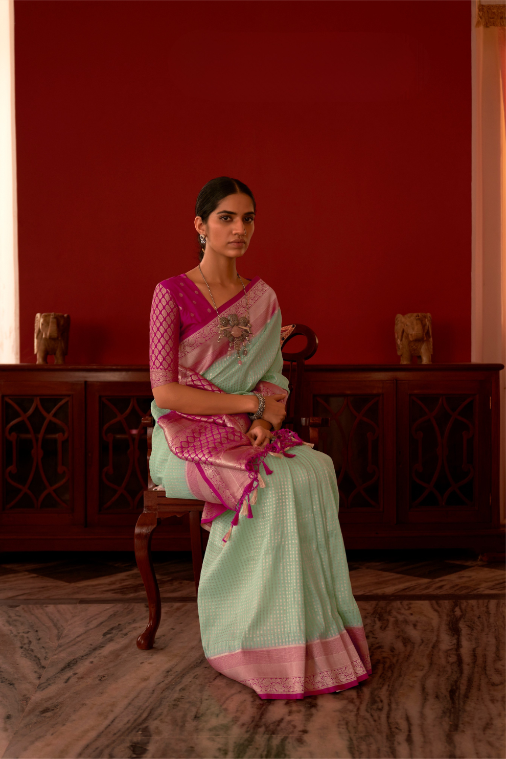 Pure Georgette Saree with Rich Traditional Jari Weaving