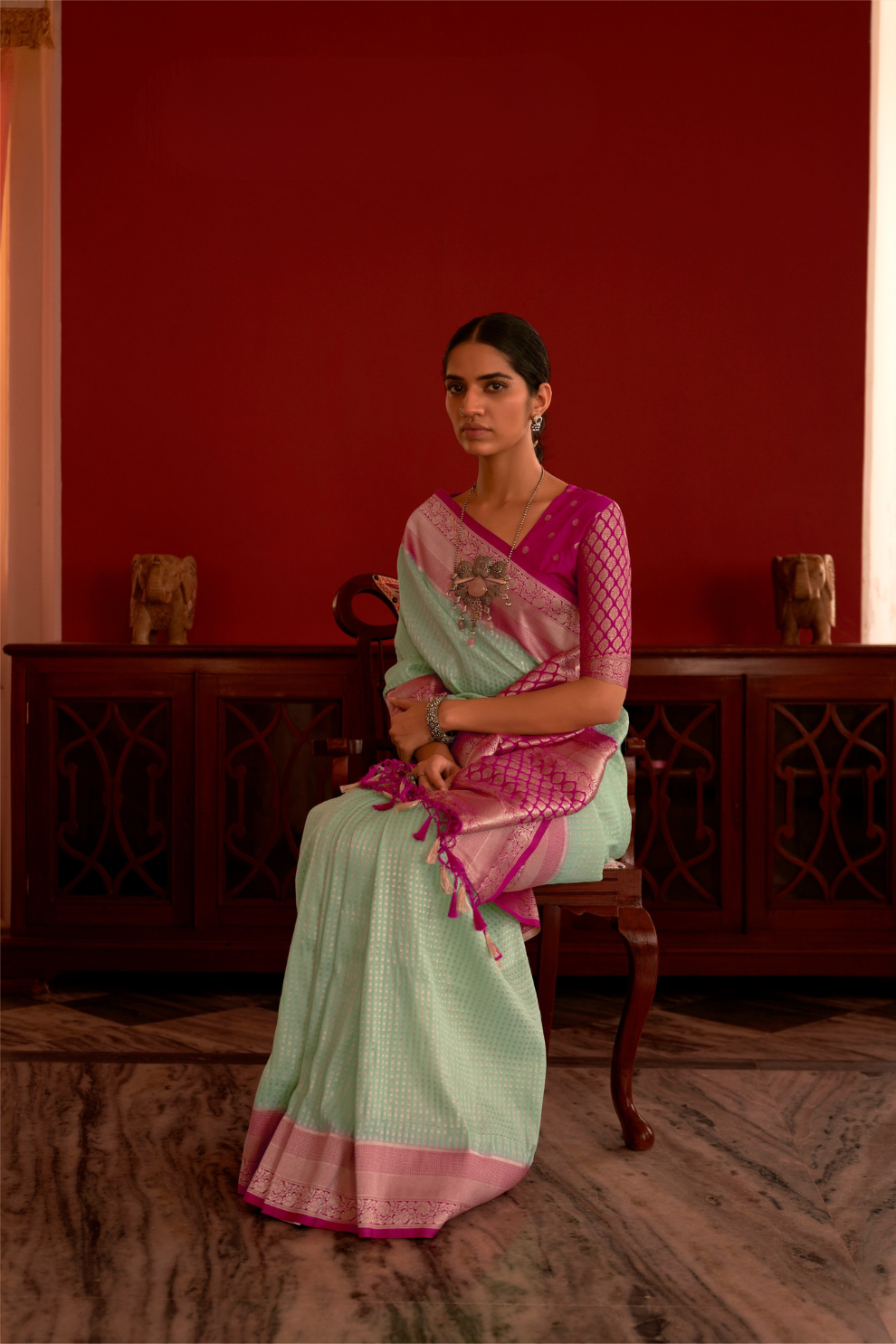 Pure Georgette Saree with Rich Traditional Jari Weaving