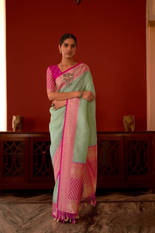 Pure Georgette Saree with Rich Traditional Jari Weaving