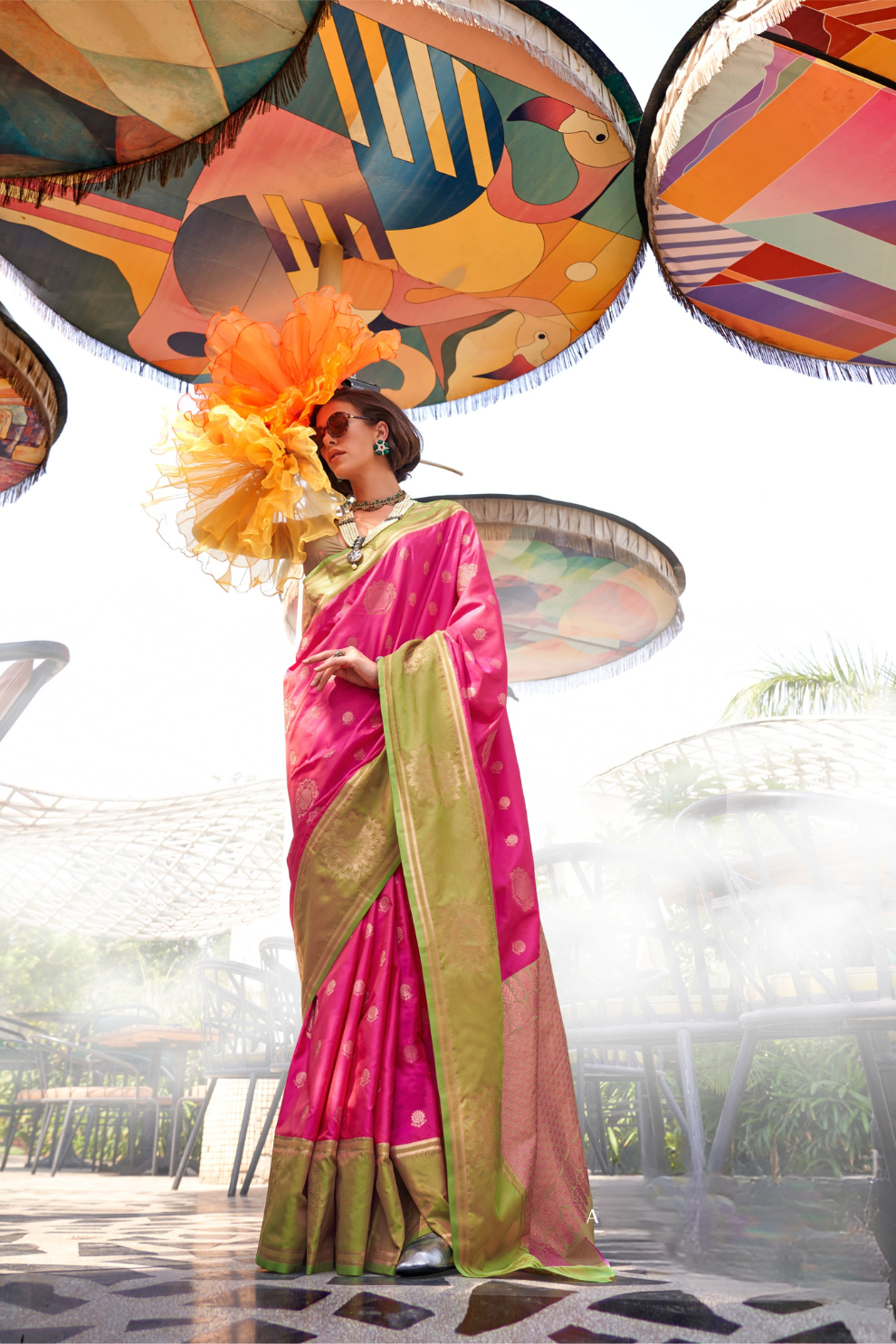 Pure Katan Banarasi Silk Blend Saree with Traditional Weaving