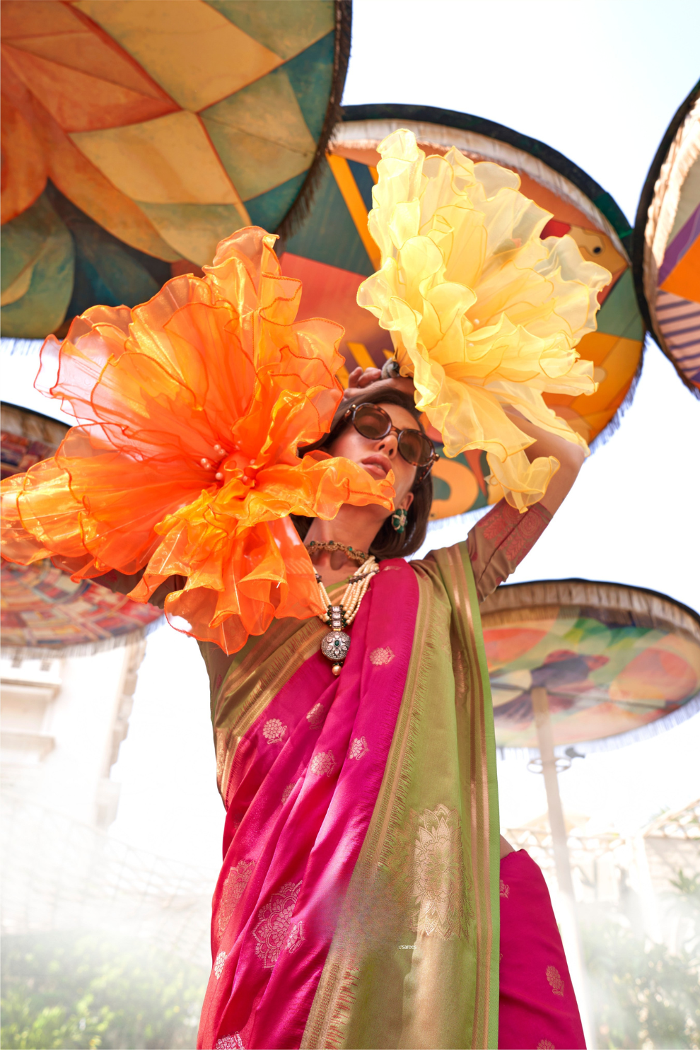 Pure Katan Banarasi Silk Blend Saree with Traditional Weaving