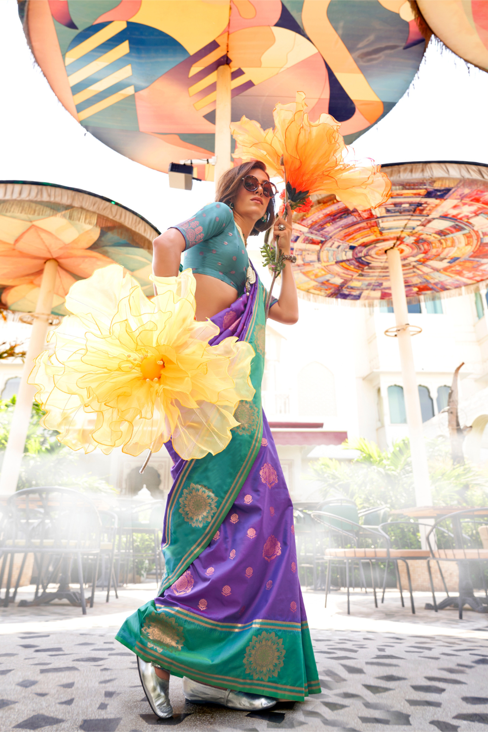 Pure Katan Banarasi Silk Blend Saree with Traditional Weaving