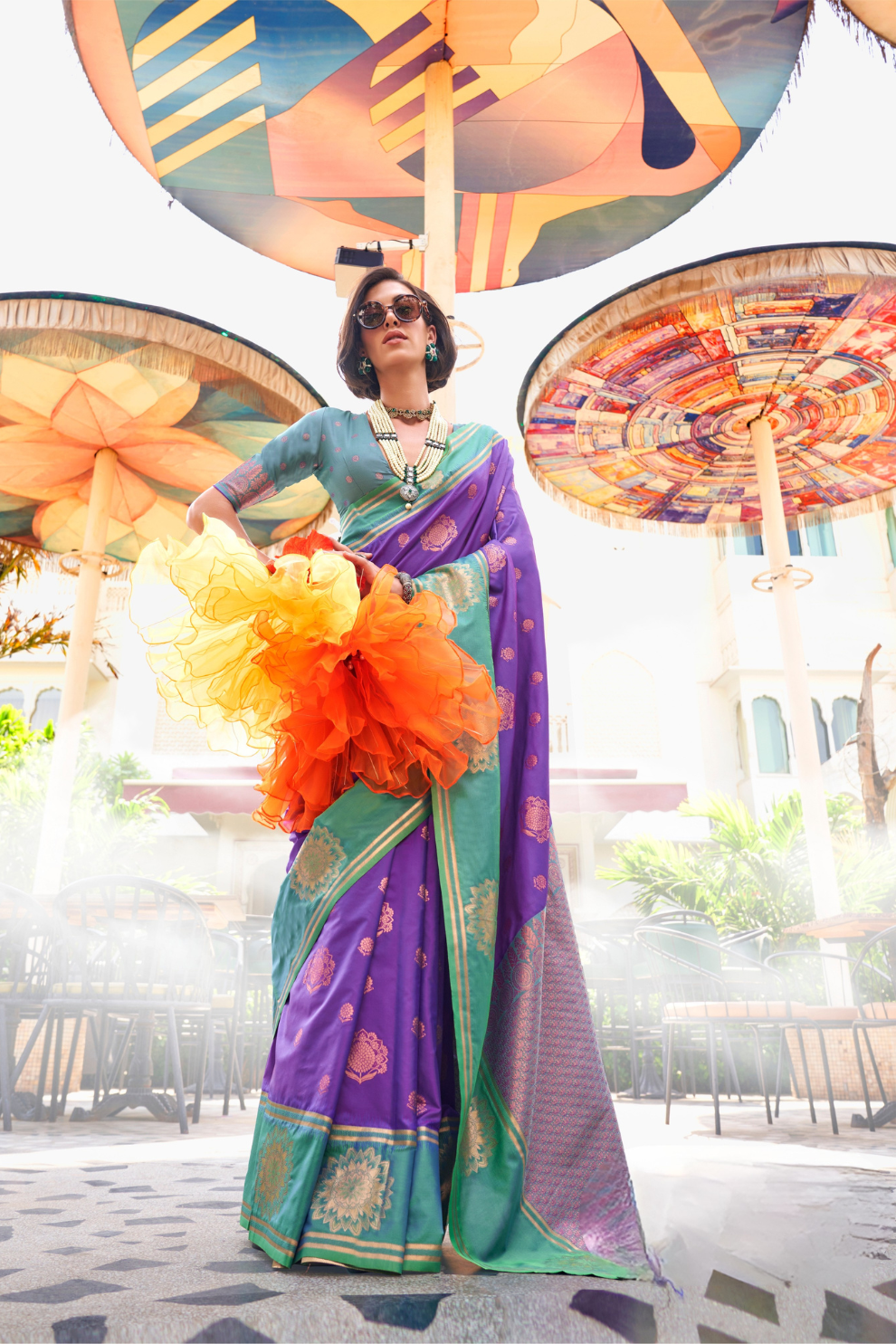 Pure Katan Banarasi Silk Blend Saree with Traditional Weaving