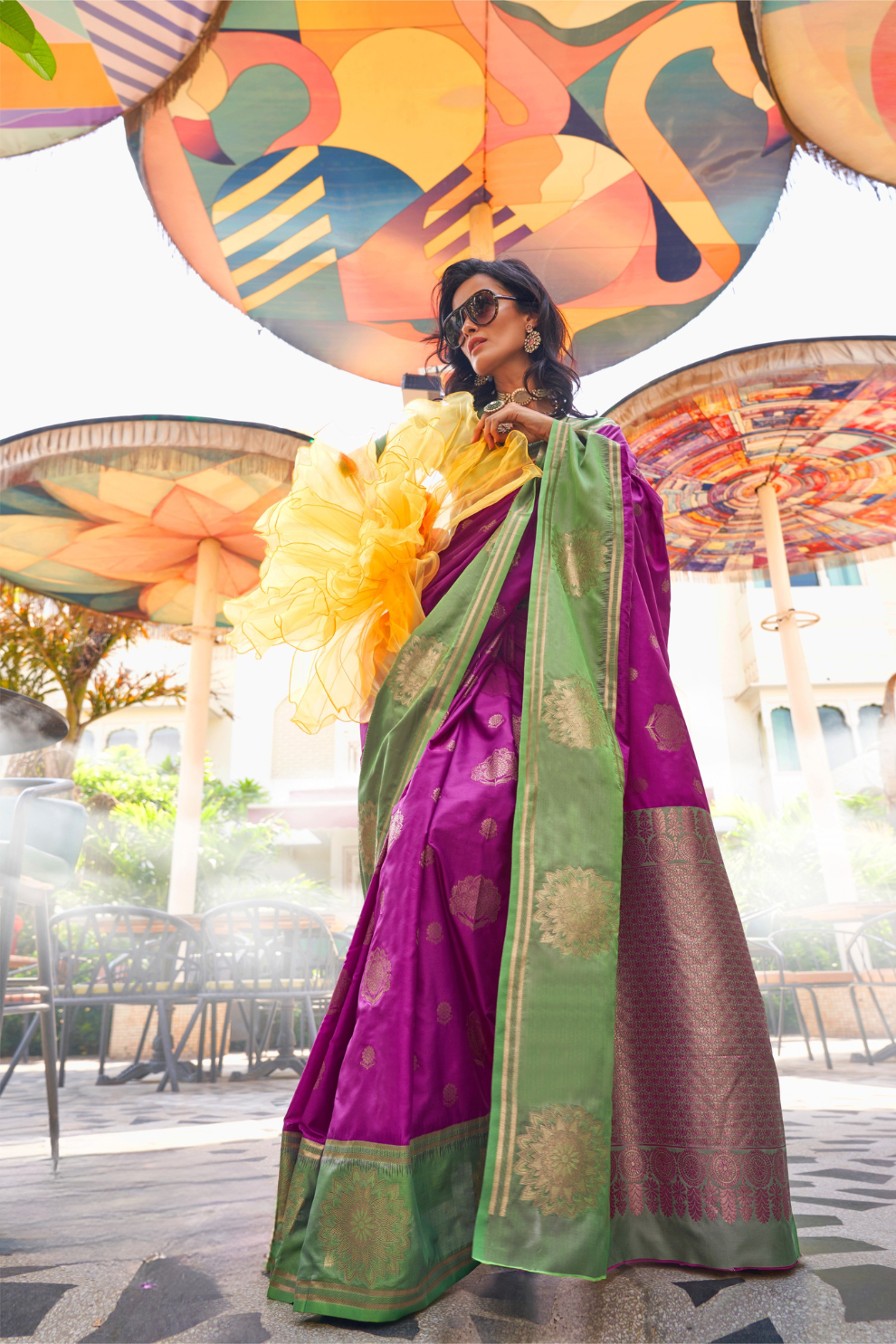 Pure Katan Banarasi Silk Blend Saree with Traditional Weaving