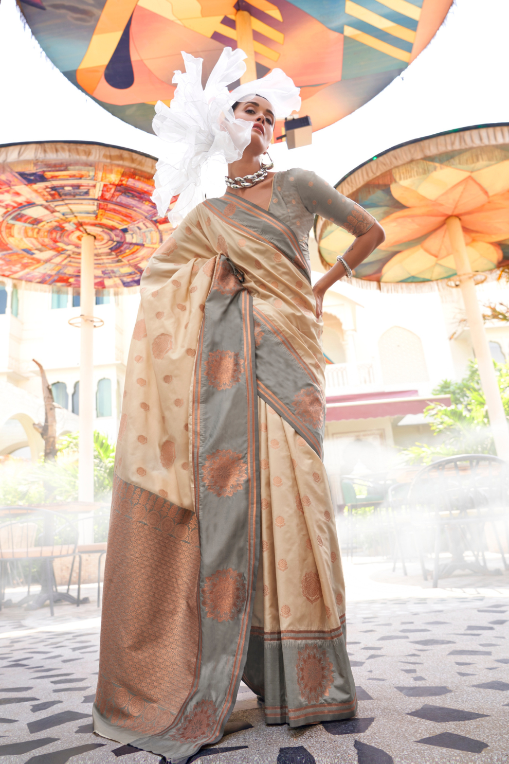 Pure Katan Banarasi Silk Blend Saree with Traditional Weaving