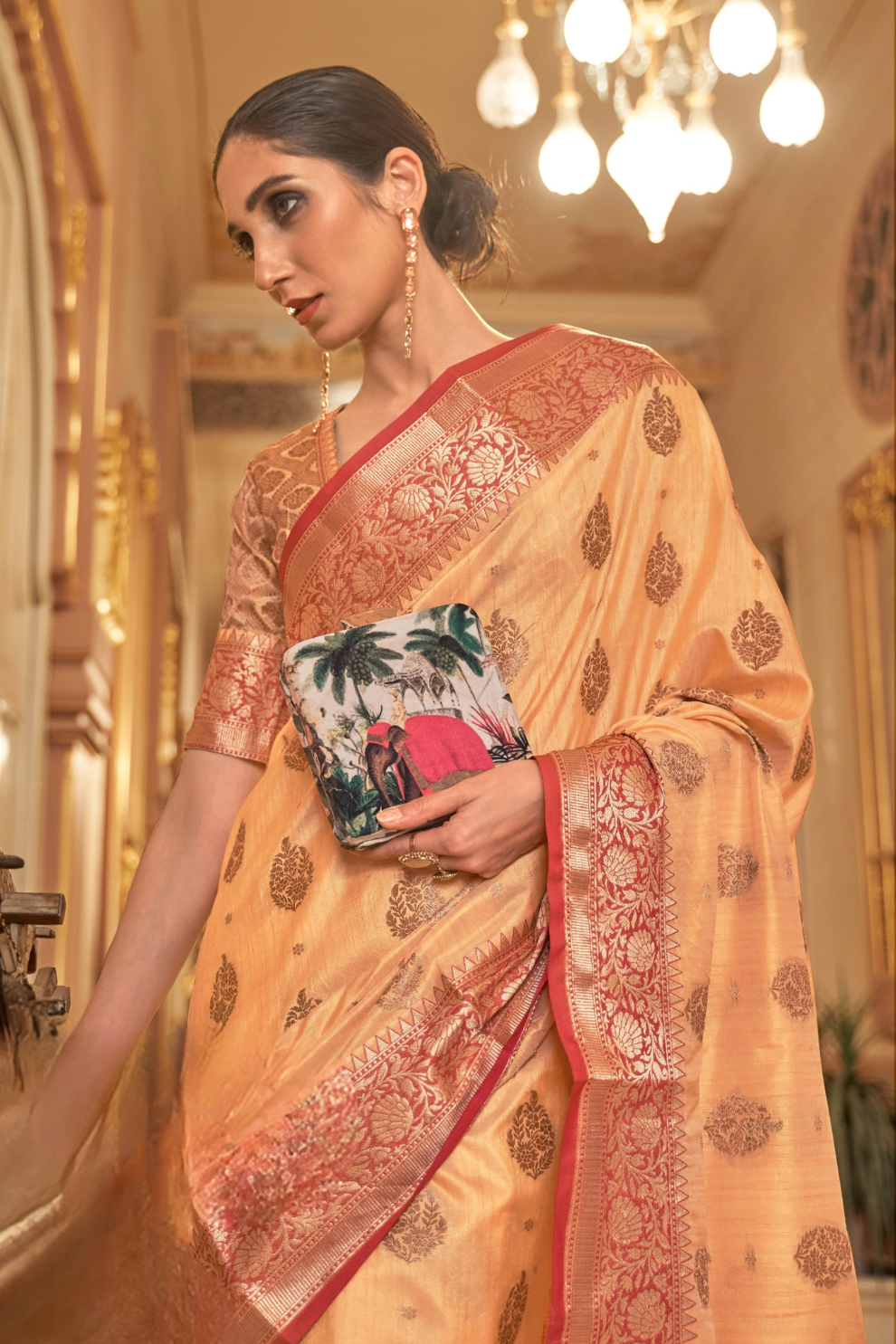 Zari Butta Tussar Silk Saree with Handwoven Elegance