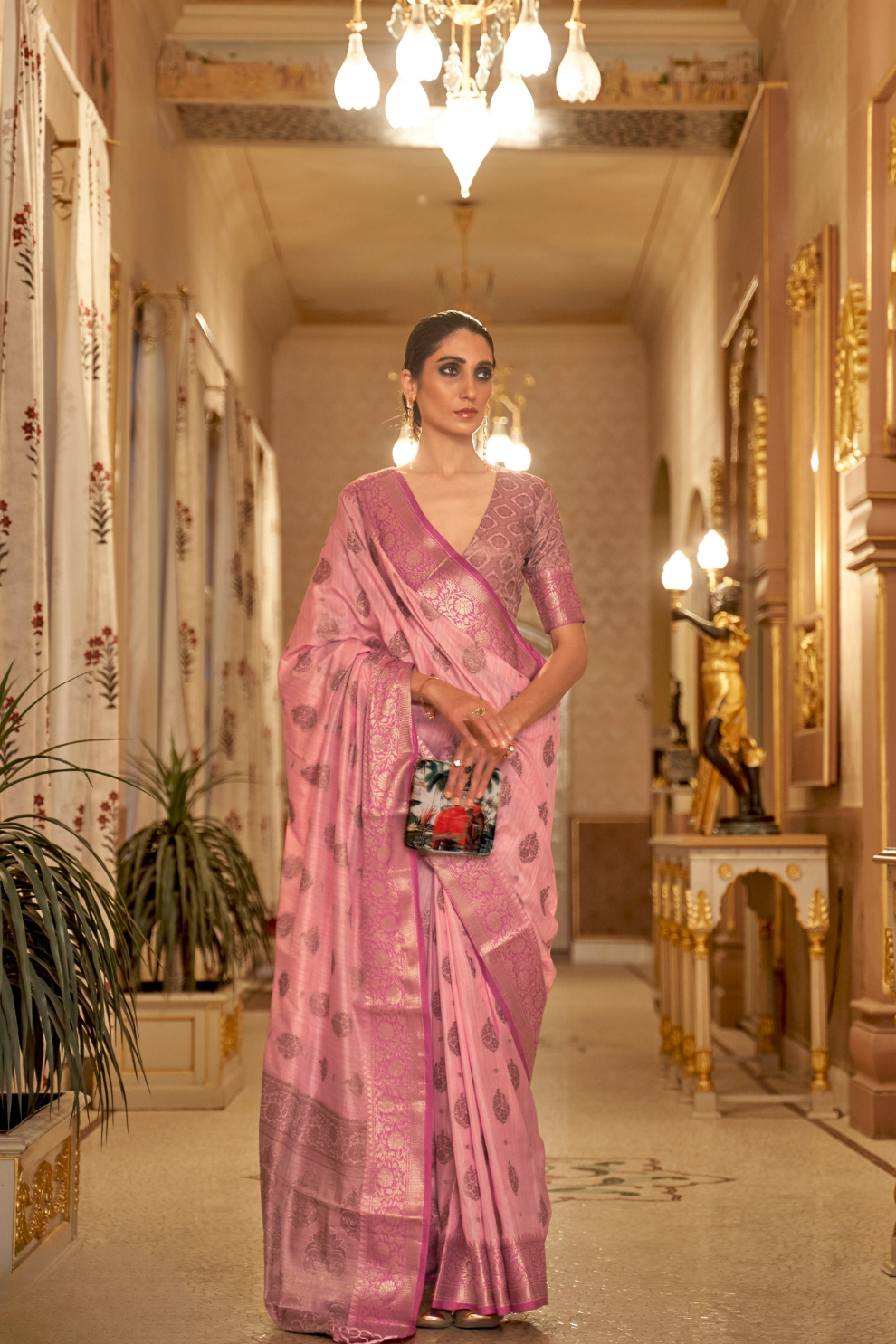 Zari Butta Tussar Silk Saree with Handwoven Elegance