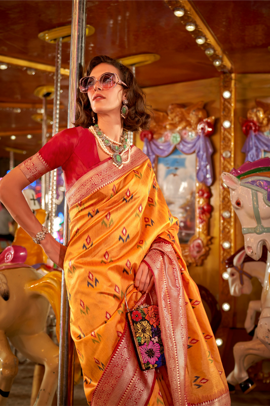 Designer Party Wear Handloom Kaitra Silk Saree with Elegant Weaving