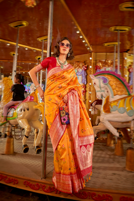 Designer Party Wear Handloom Kaitra Silk Saree with Elegant Weaving