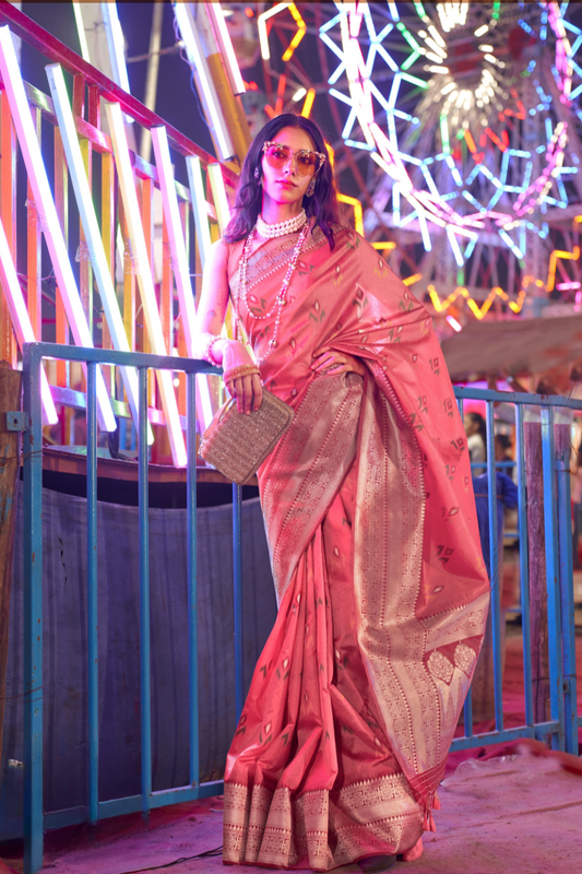 Designer Party Wear Handloom Kaitra Silk Saree with Elegant Weaving