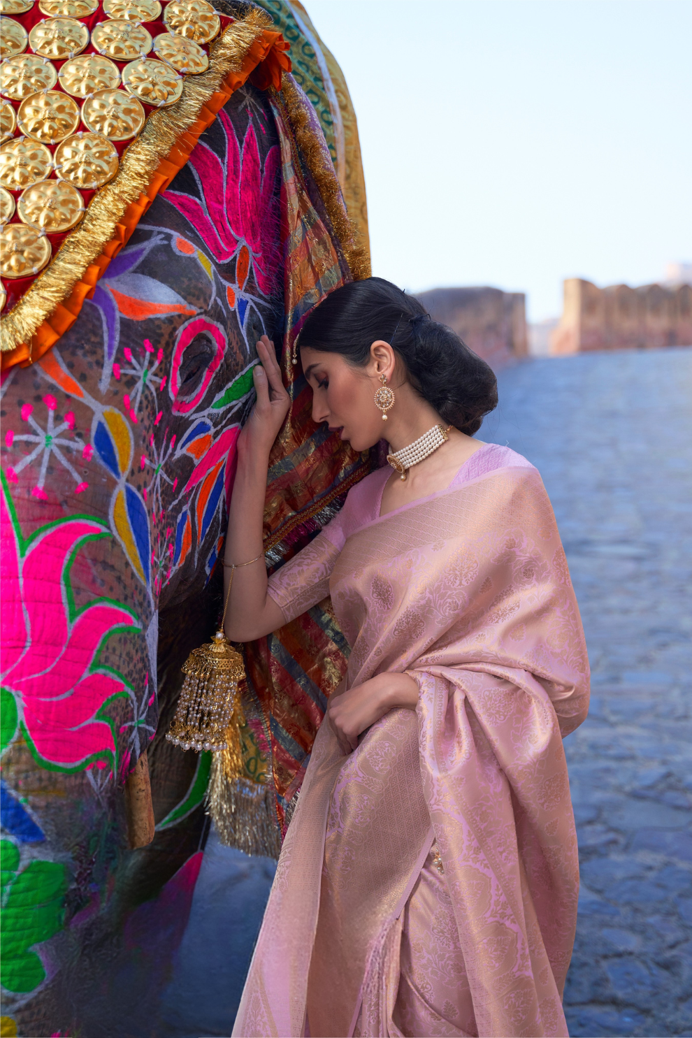 Two-Tone Kanjivaram Saree with Rich Zari Weaving