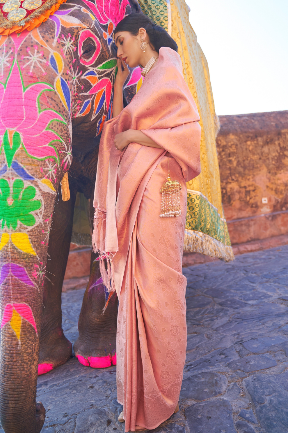 Two-Tone Kanjivaram Saree with Rich Zari Weaving