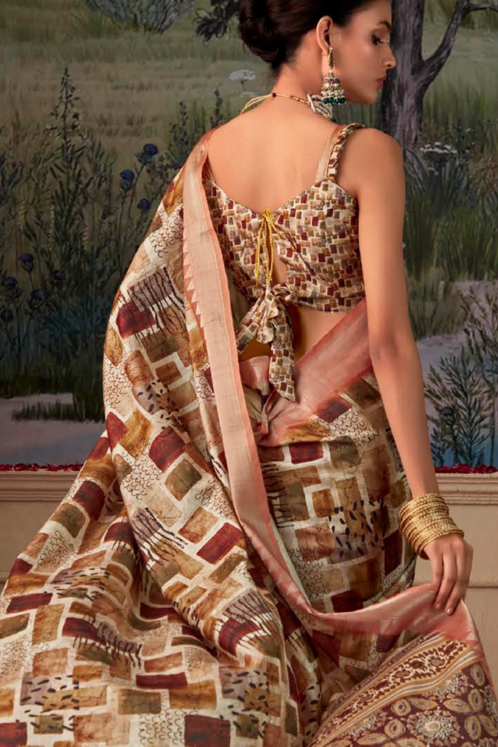 Handloom Tussar Silk with Digital Print - LaVante Fashion