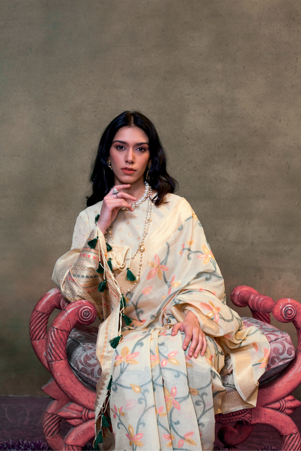 Beautiful Designer Jamdani Handwoven Cotton Saree for Festive We