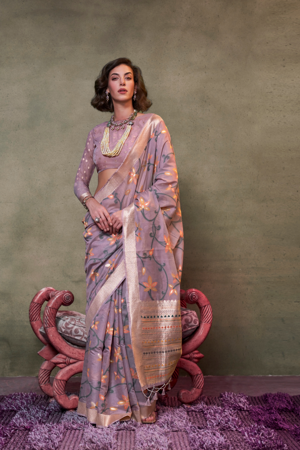 Beautiful Designer Jamdani Handwoven Cotton Saree for Festive We