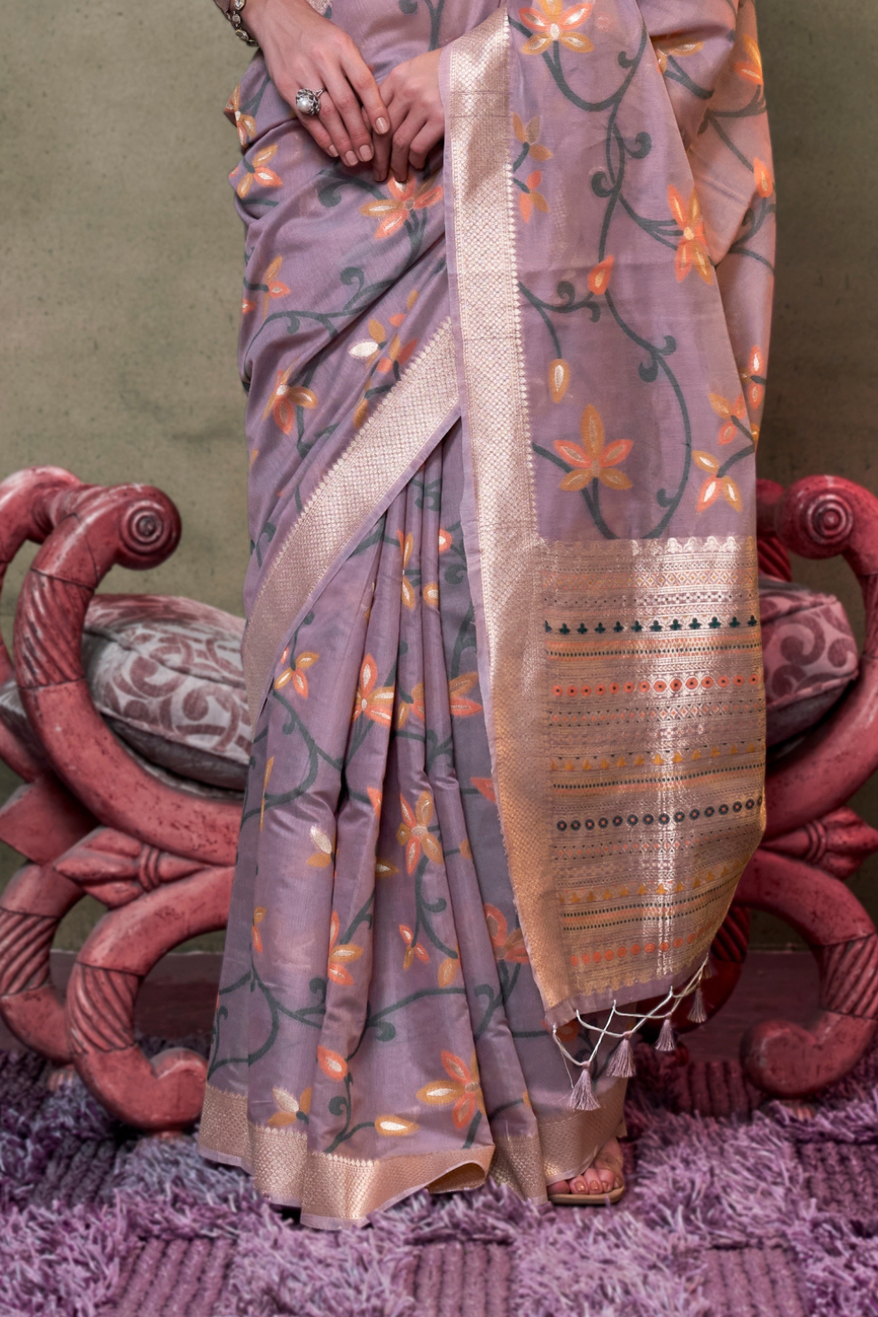 Beautiful Designer Jamdani Handwoven Cotton Saree for Festive We