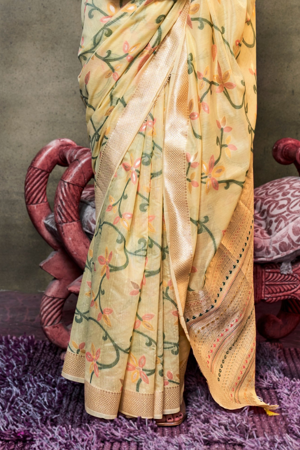 Beautiful Designer Jamdani Handwoven Cotton Saree for Festive We